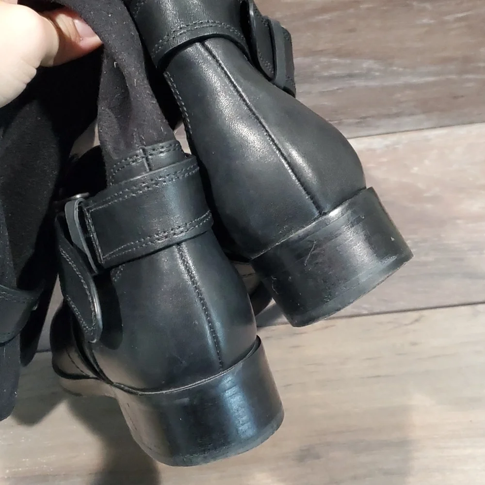 Cole Haan NikeAir Women Riding Leather Tall Boots shoes sz 7.5B buckle